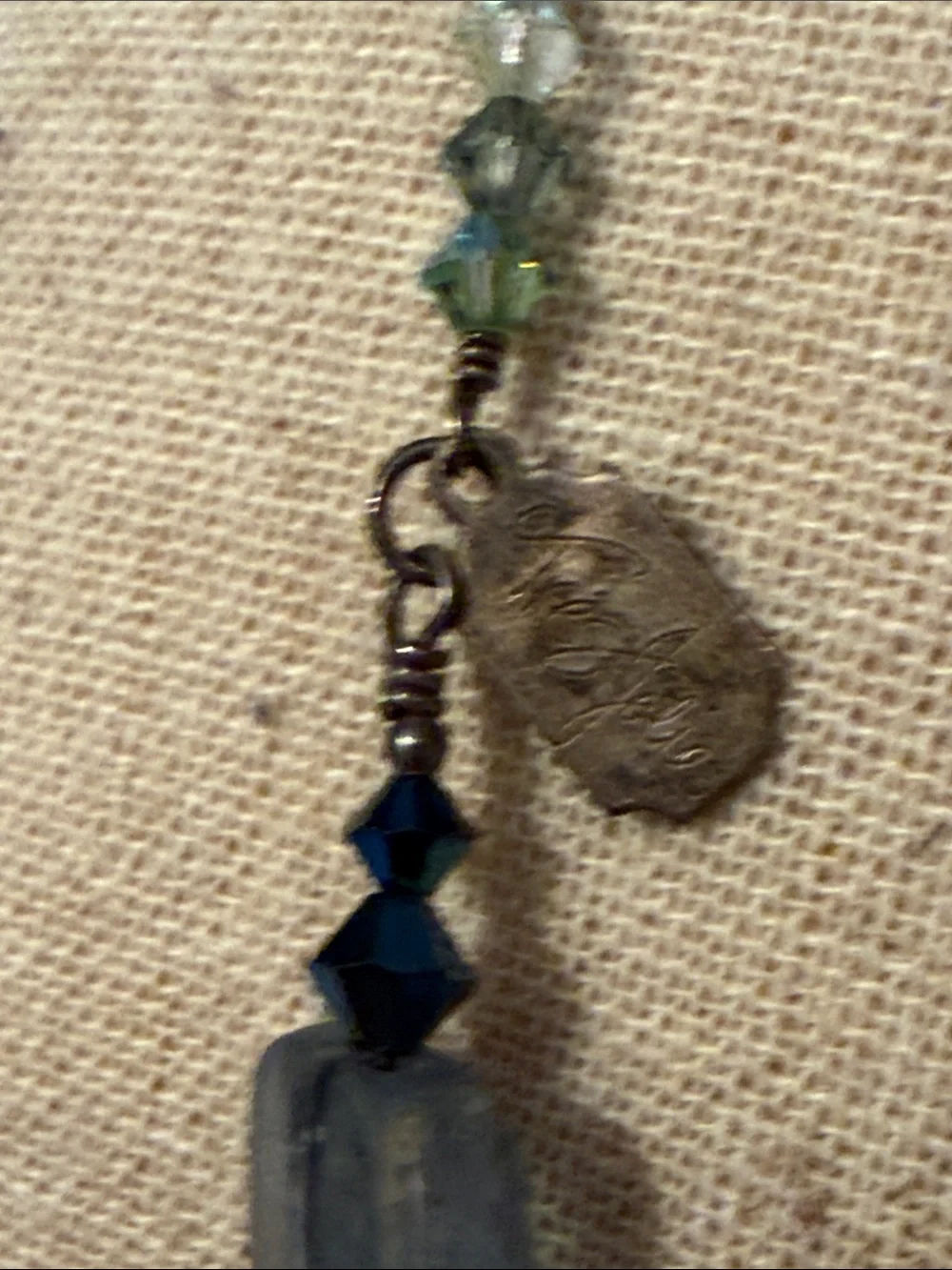 TRES JOLIE NECKLACE PEARL BLUE BEADED SWAROVSKI CRYSTAL STERLING SILVER 16”